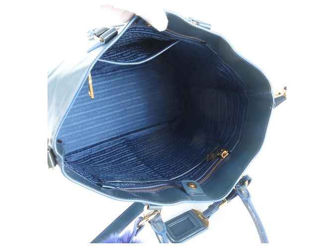 Bolso de hombro/Bolso tote Prada de piel Saffiano con logo triangular Azul Verde - vista 7