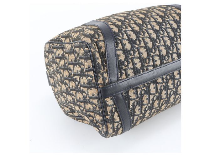 Borsa Mini Boston Christian Dior Trotter Beige Blu navy - vista 5