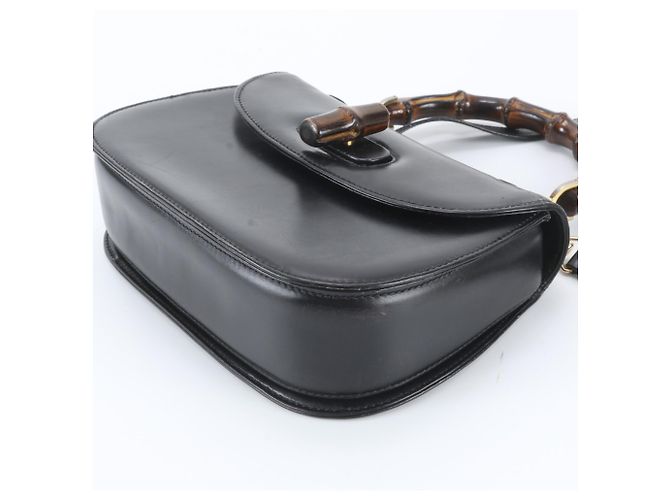 Bamboo Bolsa de Ombro 2-Way em Couro e Bambu Gucci Preto - vista 5