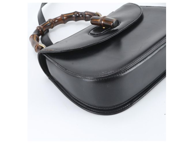 Bamboo Bolsa de Ombro 2-Way em Couro e Bambu Gucci Preto - vista 6