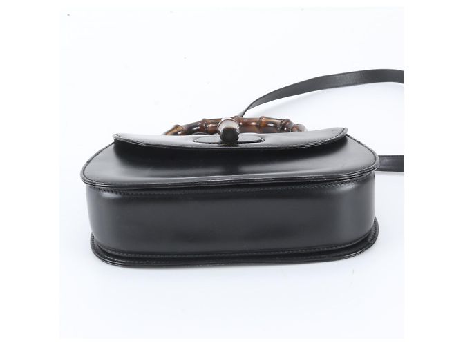 Bamboo Bolsa de Ombro 2-Way em Couro e Bambu Gucci Preto - vista 7