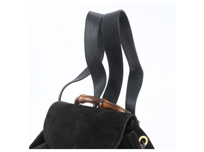Gucci Old Bamboo Leder-Rucksack Schwarz - Ansicht 2