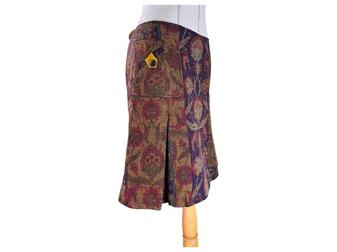 Etro Falda Línea A en Jacquard de Mezcla de Lana Castaño Roja Púrpura - vista 2