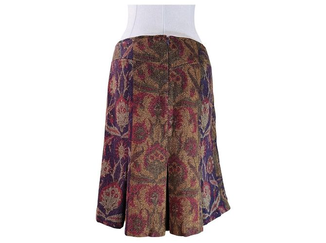 Etro Falda Línea A en Jacquard de Mezcla de Lana Castaño Roja Púrpura - vista 3