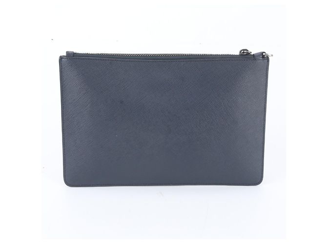 Borsa a pochette Prada 2NG005 in pelle Saffiano Blu navy - vista 2