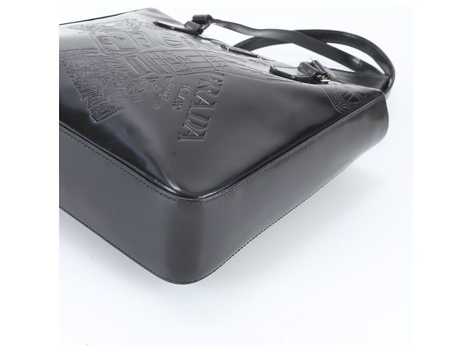 Tote Sac cabas en cuir Prada avec logo triangle Noir - vue 4