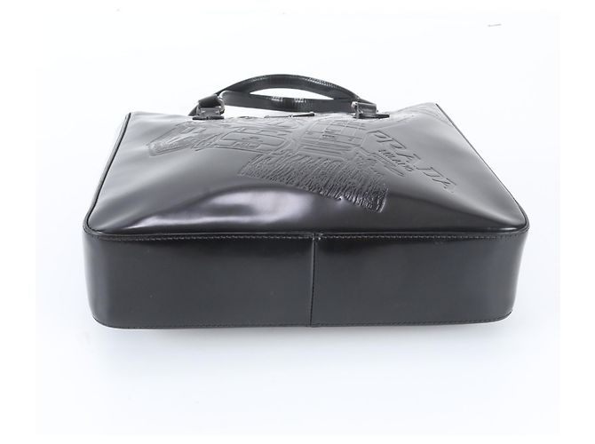 Tote Sac cabas en cuir Prada avec logo triangle Noir - vue 5