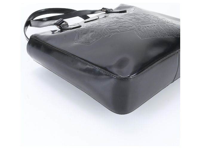 Tote Sac cabas en cuir Prada avec logo triangle Noir - vue 6