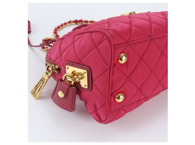 Tote Prada Quilted Leather 2-Way Chain Shoulder Bag Pink - view 7