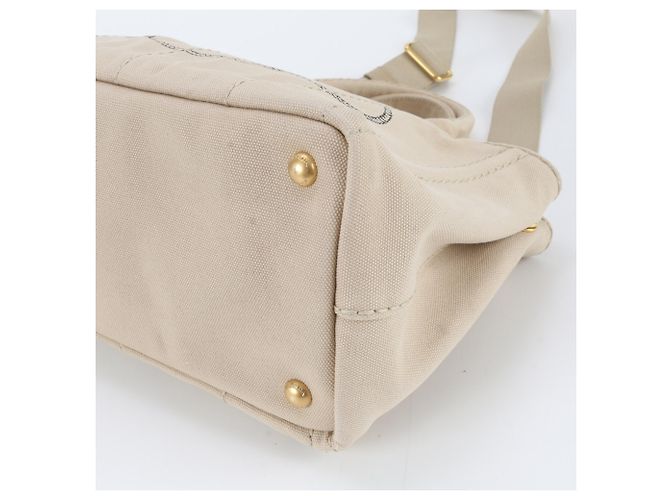 Tote Prada Canapa Schultertasche aus Leder mit Dreieckslogo Beige - Ansicht 4