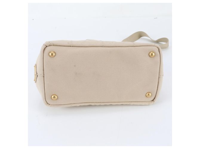 Tote Prada Canapa Schultertasche aus Leder mit Dreieckslogo Beige - Ansicht 5