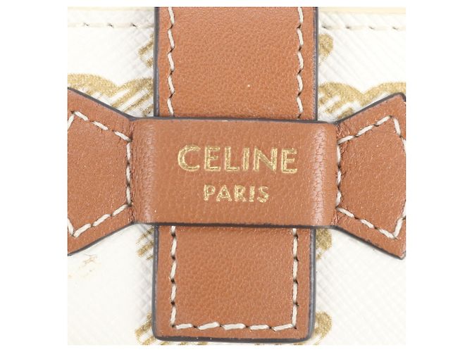 Céline Portafoglio Small con tracolla in tela Triomphe Celine Marrone Bianco sporco - vista 11