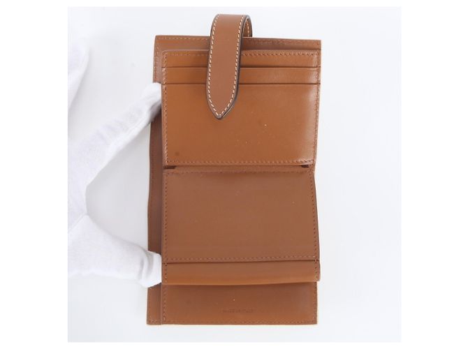 Céline Portafoglio Small con tracolla in tela Triomphe Celine Marrone Bianco sporco - vista 7