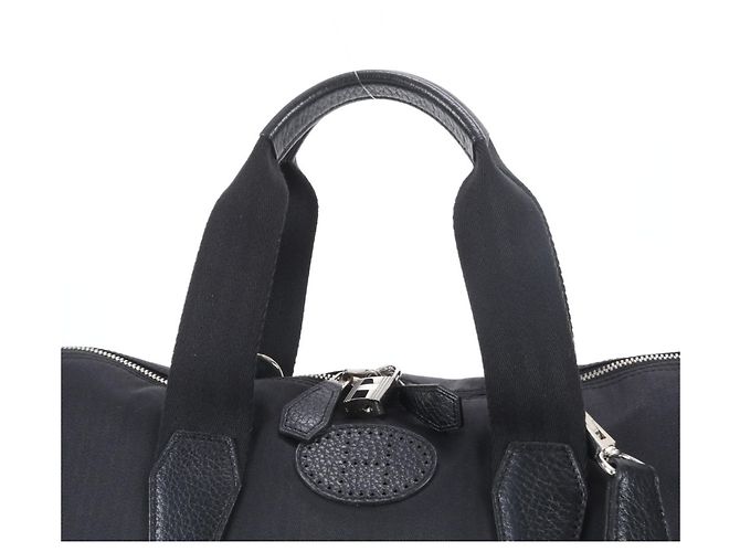Hermès Hermes Sac de Golf Toile Chevron Leather 2-Way Boston Bag Nero - vista 2