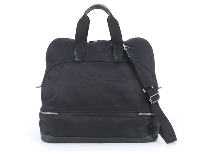 Hermès Hermes Sac de Golf Toile Chevron Leather 2-Way Boston Bag Nero - vista 3