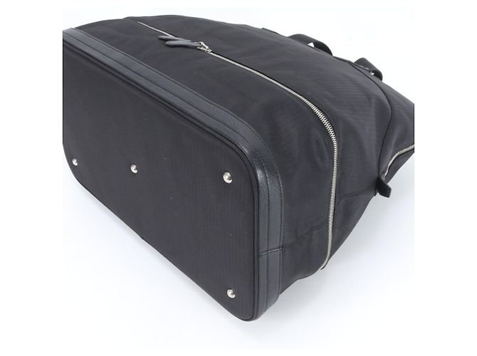 Hermès Hermes Sac de Golf Toile Chevron Leather 2-Way Boston Bag Nero - vista 4