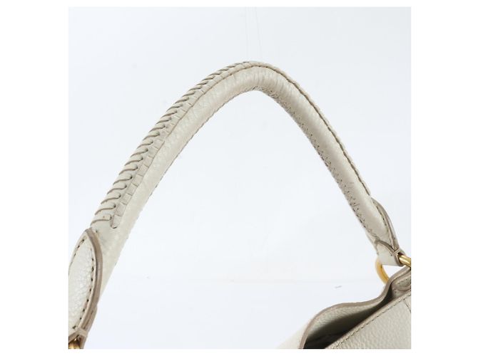 Borsa Tote a Spalla Prada in Pelle Vitello Daino Bianco - vista 2