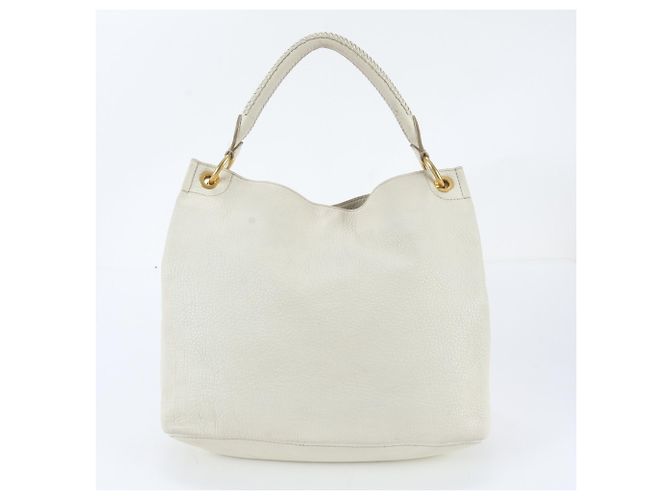 Borsa Tote a Spalla Prada in Pelle Vitello Daino Bianco - vista 3