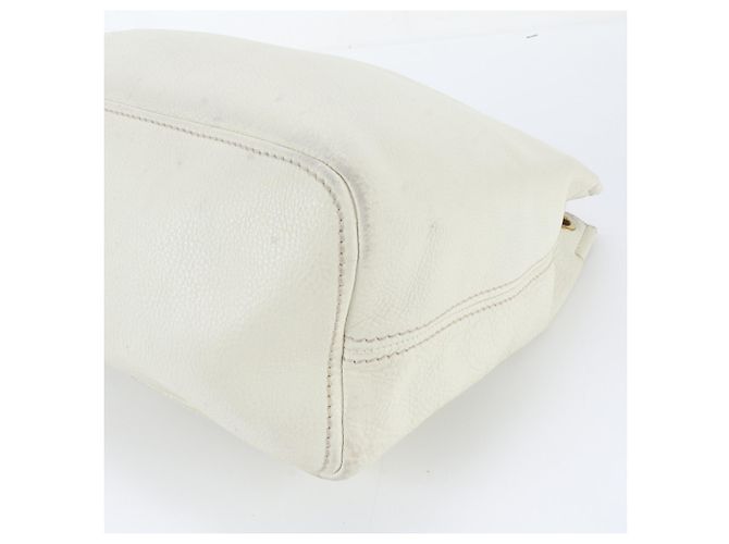 Borsa Tote a Spalla Prada in Pelle Vitello Daino Bianco - vista 4