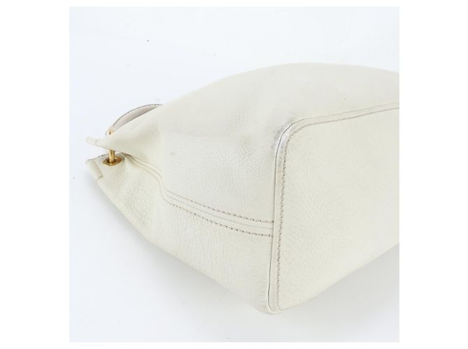 Borsa Tote a Spalla Prada in Pelle Vitello Daino Bianco - vista 6
