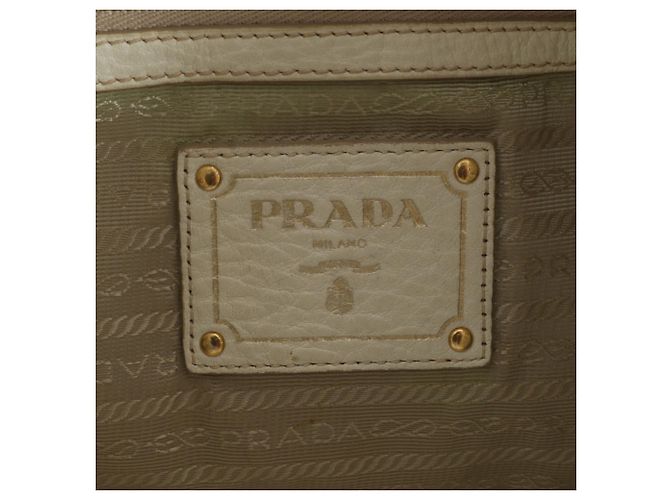 Borsa Tote a Spalla Prada in Pelle Vitello Daino Bianco - vista 8