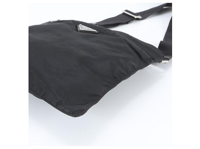 Bolsa de ombro em couro e nylon Tessuto com logo triangular Prada Preto - vista 4