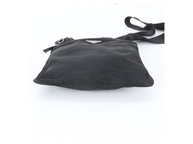 Bolsa de ombro em couro e nylon Tessuto com logo triangular Prada Preto - vista 5