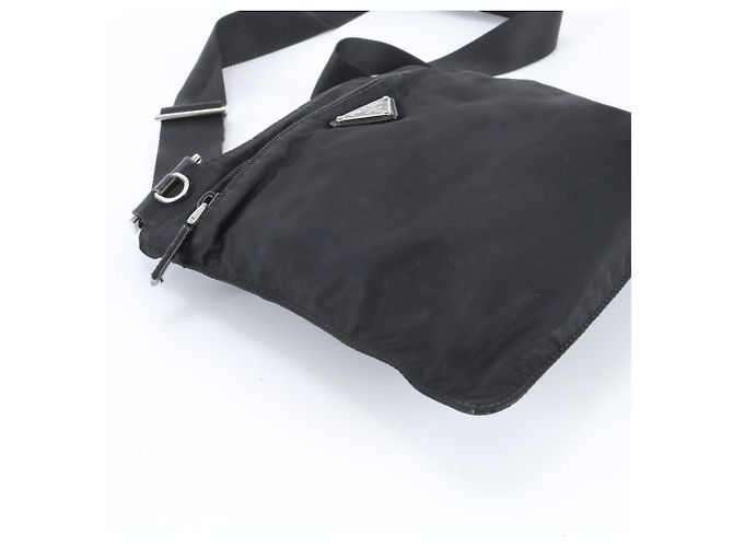 Bolsa de ombro em couro e nylon Tessuto com logo triangular Prada Preto - vista 6