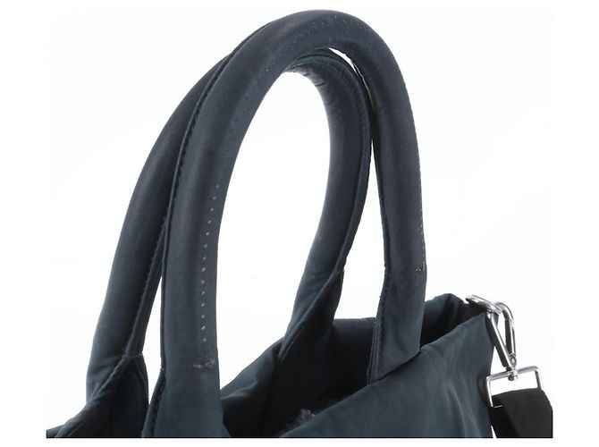 Borsa a tracolla reversibile in pelle e nylon Tessuto con logo triangolare Prada Nero Blu navy - vista 2