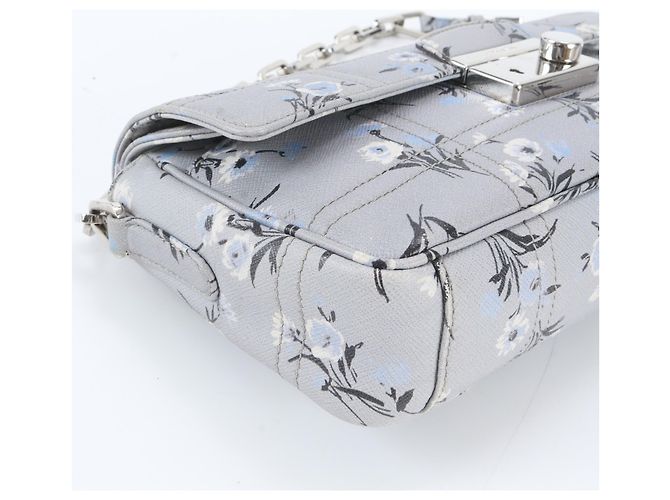 Prada Saffiano Soft Kettentasche mit Blumenprint Braun - Ansicht 6