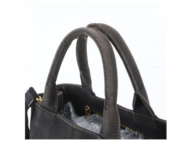 Tote Prada Canapa 2-Way Schultertasche in Schwarz - Ansicht 3