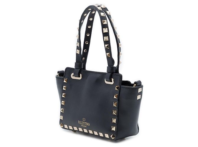 Borsa Trapeze Rockstud in micro pelle nera Valentino Nero - vista 2