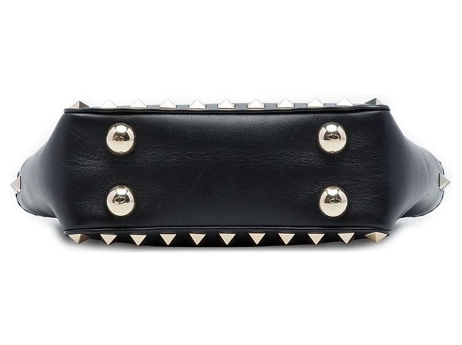 Borsa Trapeze Rockstud in micro pelle nera Valentino Nero - vista 3