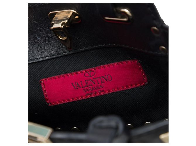 Borsa Trapeze Rockstud in micro pelle nera Valentino Nero - vista 5