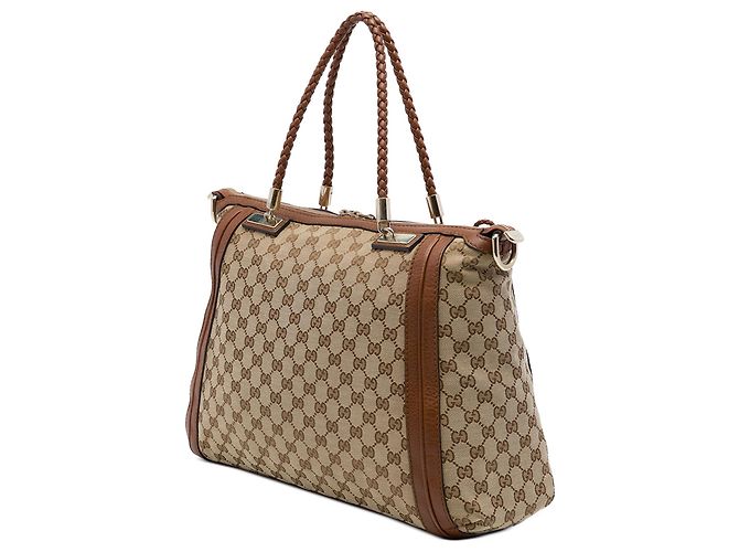 Borsa Tote Convertibile Bella Gucci in Canvas GG Beige - vista 2