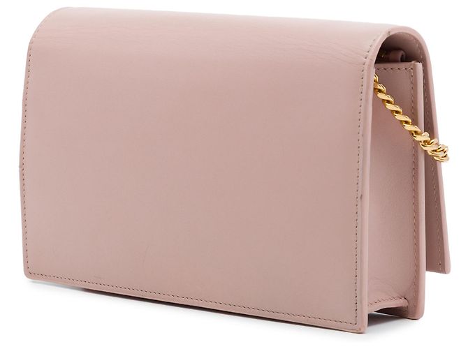 Autre Marque Saint Laurent Portafoglio con catena Kate in pelle di vitello liscia rosa con monogramma e nappa - vista 2