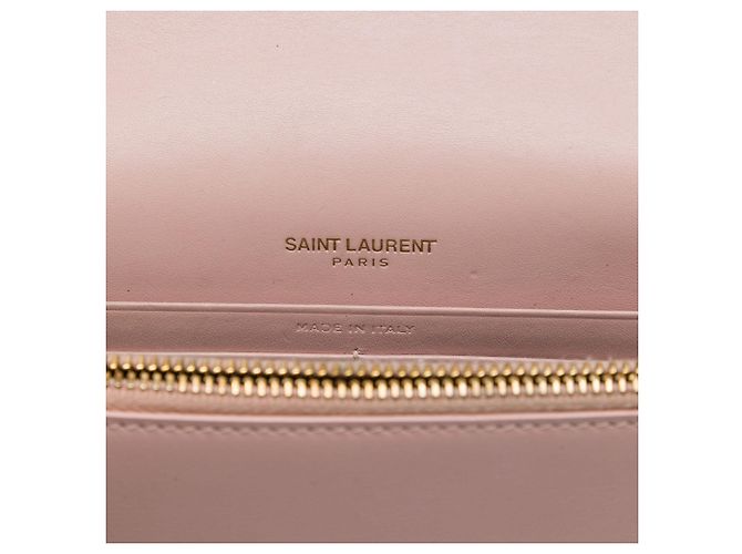 Autre Marque Saint Laurent Portafoglio con catena Kate in pelle di vitello liscia rosa con monogramma e nappa - vista 5