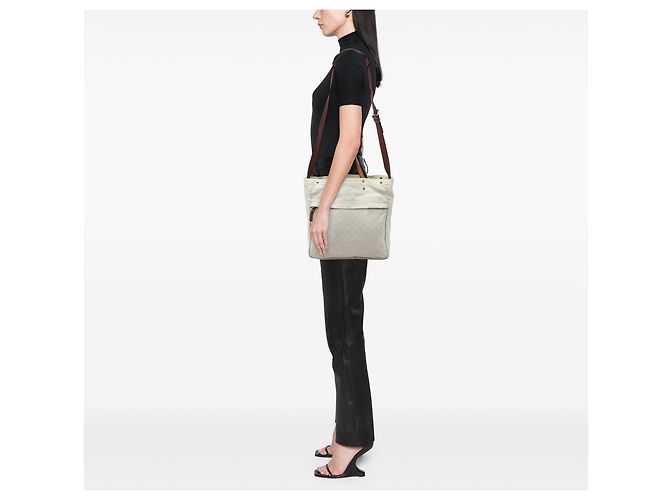 Borsa Satchel Gucci in tela GG bianca Bianco - vista 5