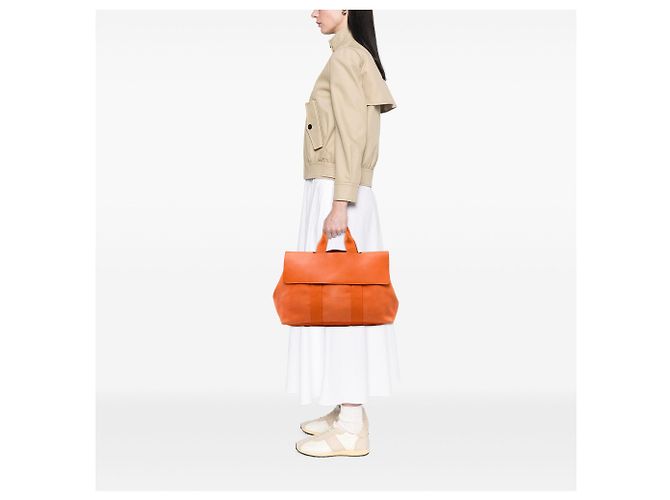 Hermès Orange Toile and Swift Valparaiso MM Arancione - vista 5