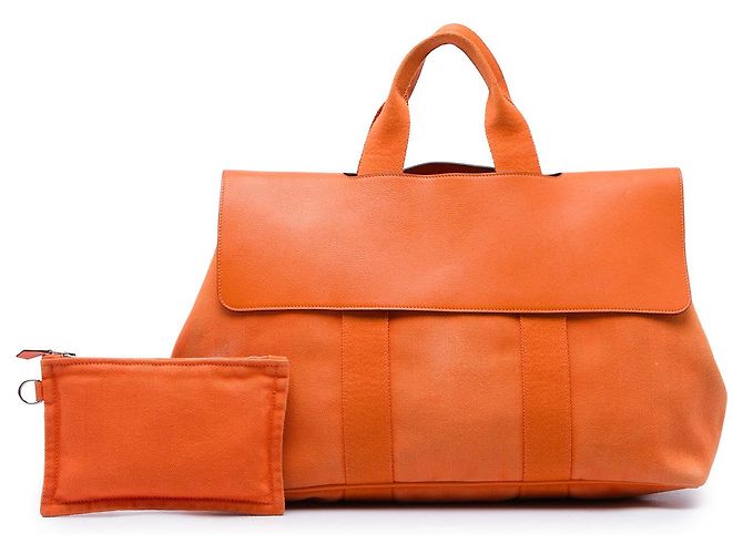 Hermès Orange Toile and Swift Valparaiso MM Arancione - vista 6