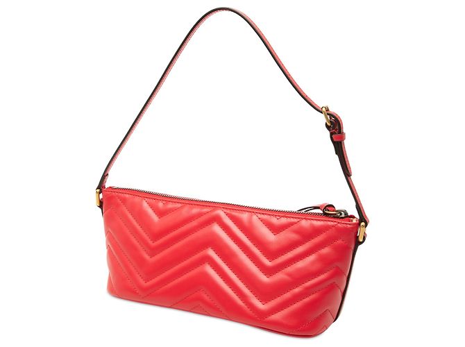 Borsa a tracolla Gucci Red GG Marmont in pelle di vitello matelassé Rosso - vista 2