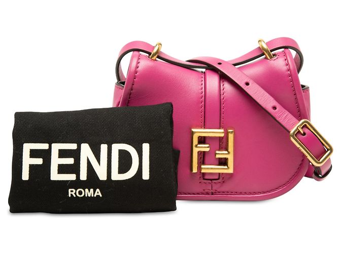 Fendi Pink Nano Leather FF C mon Crossbody Rosa - vista 8
