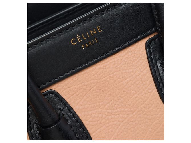 Céline Celine Brown Nano Tricolor Leather Luggage Tote Marrone Carne - vista 5
