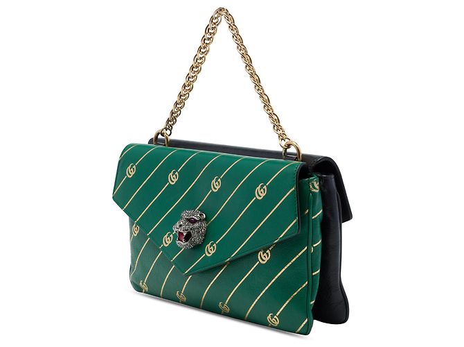 Borsa satchel Gucci Double Thiara media in pelle di vitello nera - vista 2