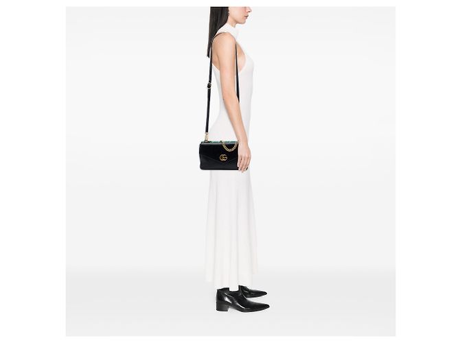 Borsa satchel Gucci Double Thiara media in pelle di vitello nera - vista 6