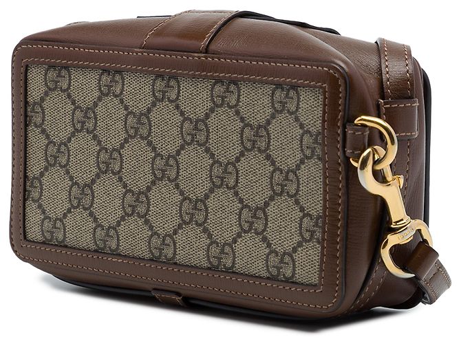 Borsa a tracolla Gucci Mini GG Supreme con chiusura, Beige - vista 2