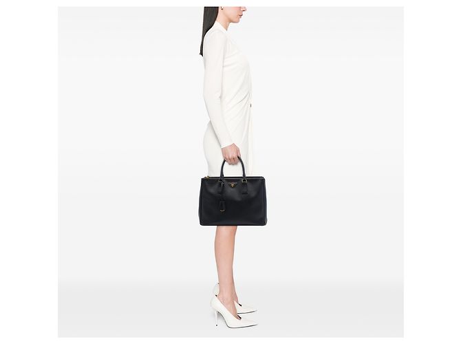Bolso Prada Galleria Double Zip en cuero Saffiano negro, tamaño Medium - vista 6