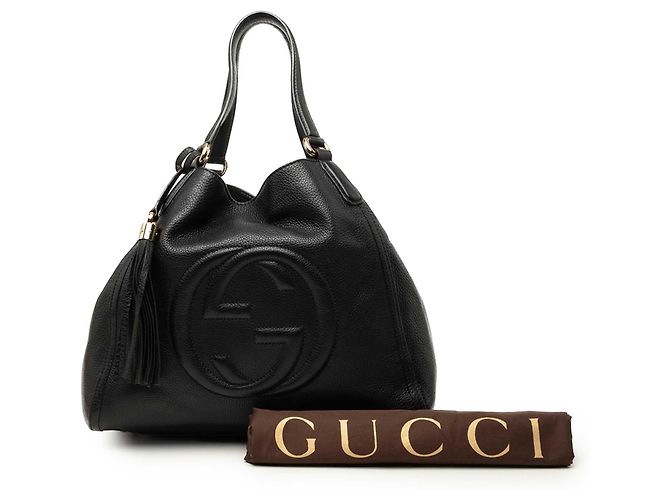 Borsa Tote Gucci Soho Cellarius in pelle nera, dimensione Medium Nero - vista 7