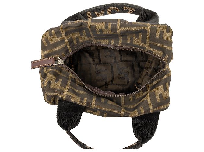 Borsa a mano Fendi Mini Zucca Canvas Marrone - vista 4