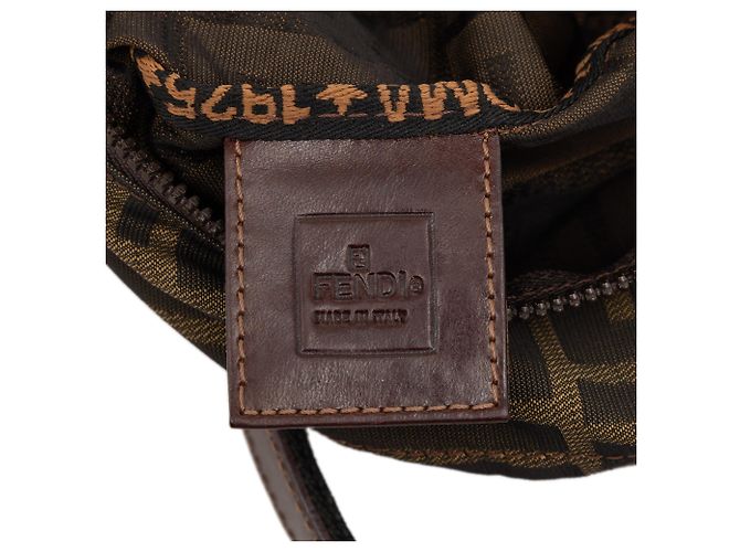 Borsa a mano Fendi Mini Zucca Canvas Marrone - vista 5